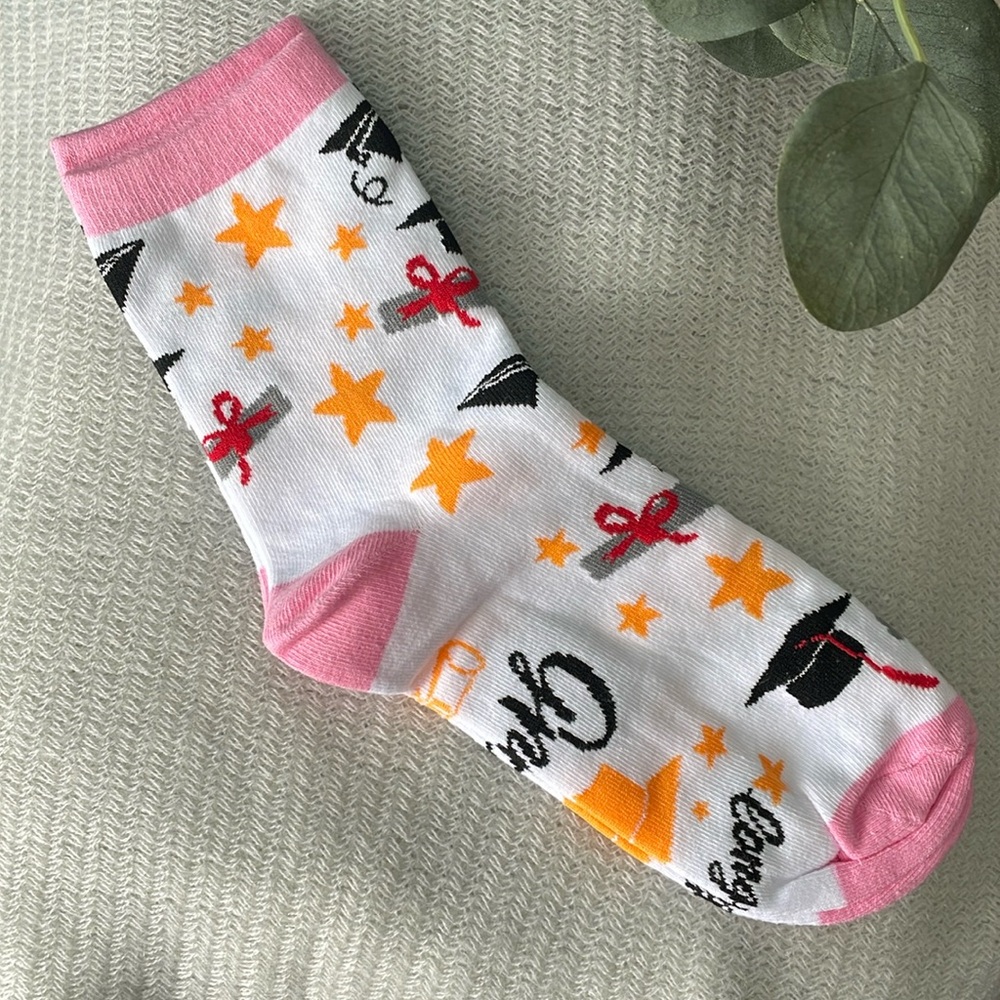 🆕 Pink Graduation Crew Socks